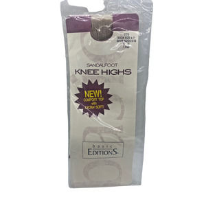 Knee Highs Sandalfoot Nude 1 Pair Shoe Size 5-10. VINT 1999 Kmart Basic Edition